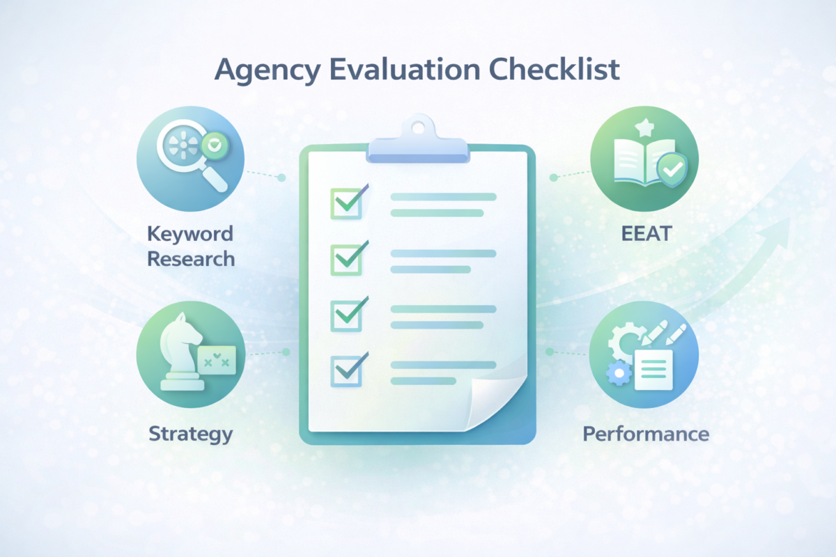 How to choose a professional SEO content writing agency evaluation checklist illustration